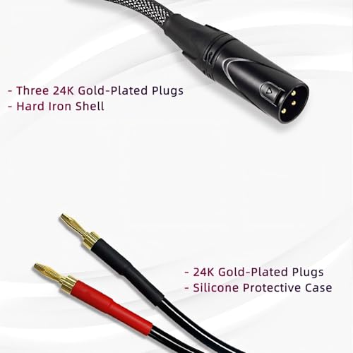 1Pack 6.56FT XLR to Banana Speaker Cable for Speaker Power Amplifier | Banana Plug to XLR Male, Male to 2 Male Plugs XLR Cable, OFC 12AWG Wire, Heavy Duty Nylon Braided Cover(Black/2M)