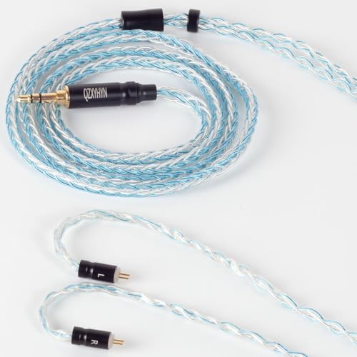 8 Core Braided Headphone Upgrade Cable, Headphone Replacement Cable, Silver-Plated Copper Upgrade Cable for C10 C16 KZ ZST ES4 AS06 ZS7 Earphones(Silver Blue, 2 PIN 3.5MM) - size: 2 PIN 3.5MM
