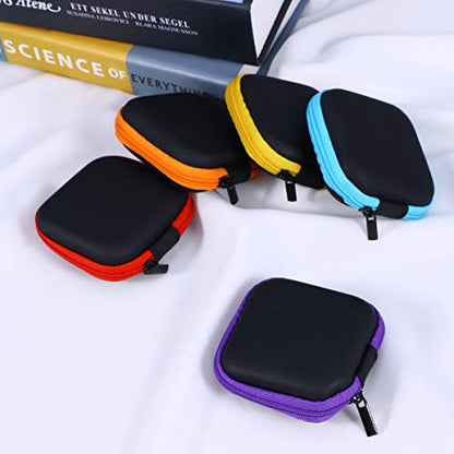 Sewroro Mini EVA Headphone Case, Portable Travel Earphone Pouch, Earbud Storage Box, USB Cable Holder, 2.95 x 2.95 x 0.98 Inches (Yellow) - color: Yellow
