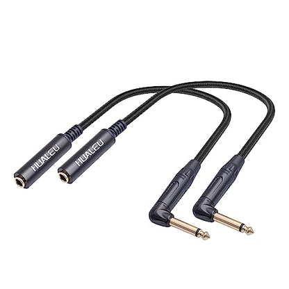 2-Pack 1FT 1/4 Inch Right Angle TS Male to 1/4 Inch TS Female Adapter, 6.35mm 1/4" Mono Connector for Bottom Plug and Front Facing Jack Guitar - color: 1FT*2