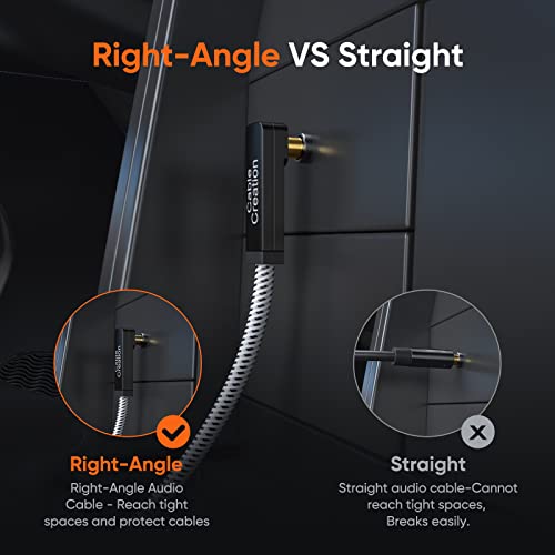 CableCreation 3.5mm Aux Cable(6FT/1.8M), 90 Degree TRRS 3.5mm Audio Cable | Male to Male Right Angle 4 Pole Stereo Auxiliary Cable with Microphone for Headphones, Phones, iPads, Car Stereos - size: 6 Feet