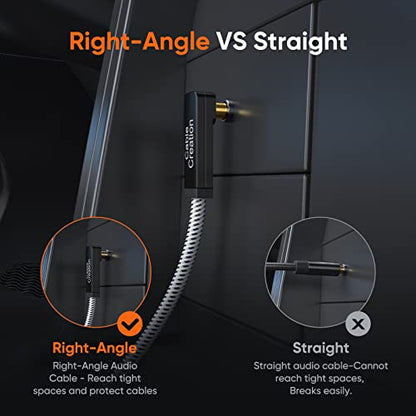 3.5mm Audio Cable TRRS 1.5FT,CableCreation 90 Degree 3.5mm Stereo Aux Cable | Right Angle Male to Male 4 Pole(Support Microphone) for Fire tablets, Galaxy smartphones, MP3 players, Car, 0.45m - size: 1.5 Feet