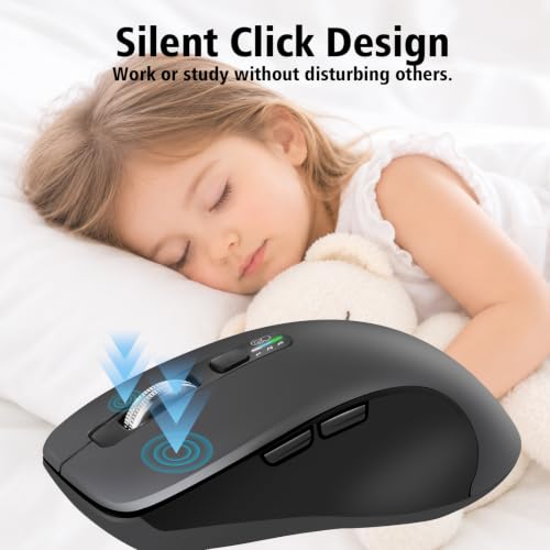 CITLLA Wireless Bluetooth Mouse, Multi-Device Ergonomic Mouse - color: All Gray