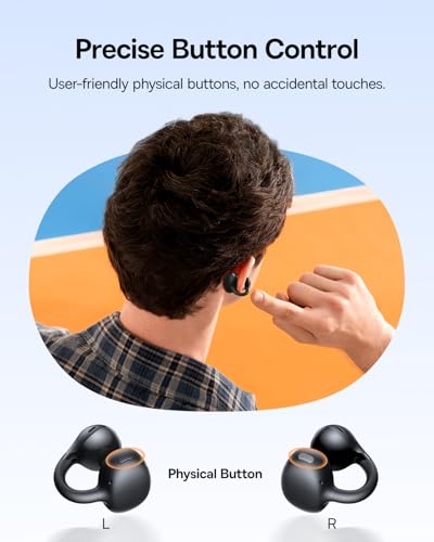 Baseus Bass BC1 Open Ear Earbuds Clip-On Headphones, Open-Ring Comfort with Tri-Curve Snug Clip, Powerful Sound with SuperBass, 4-Mic Clear Calls, IP55 Waterproof, 38H Playtime, Lightweight - color: Space Black