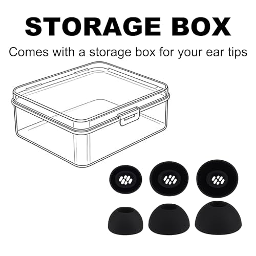 Replacement Ear Tips Compatible with OnePlus Buds Earbuds | Soft Silicone Eartips for OnePlus Buds 4 / Nord Buds 3 Pro / Buds Pro 3 / Buds 3 Earbuds, Storage Box (3Pairs, Black, S/M/L)