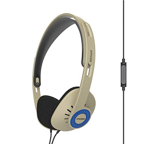 Koss KPH30i Retro Style On-Ear Headphones, Rhythm Beige, Microphone, Wired | In-Line Microphone and Touch Remote Control, D-Profile Design, 3.5mm Jack - color: Rhythm Beige