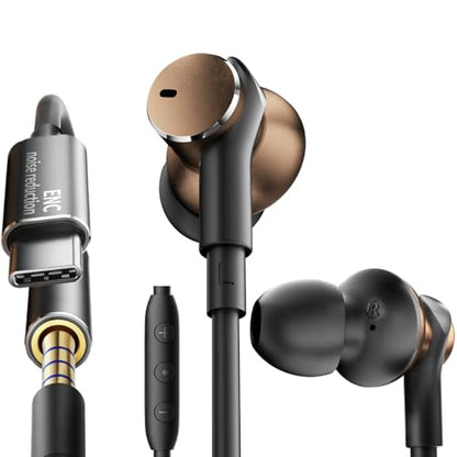Dynamic Balanced Deep Bass Wired Headphones-Call Noise cancelling Earbuds | Dual-Driver Bass Boost ear bud Wired, In-Ear Noise Isolation-Clear Call and High-Resolution Audio,Noise Cancellation