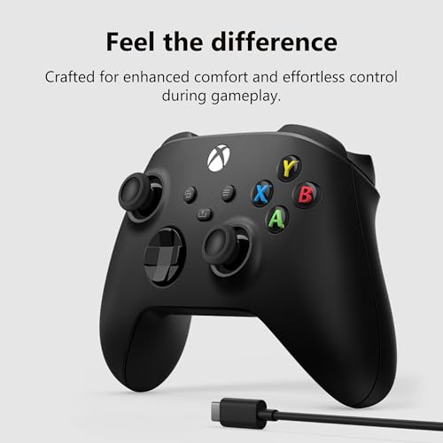 XBOX Wireless Gaming Controller + USB-C Cable | Carbon Black | Consoles, PCs, TVs, mobile, and more | Textured Grip | Wireless, Bluetooth, USB-C Connectivity - style: Carbon Black + USB-C Cable