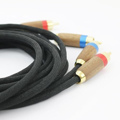 NewFantasia Audiophiles 2RCA Male to 2RCA Male Stereo Audio Cable HiFi System Interconnect Cable 6N OCC Copper Silver Plated Cord Walnut Wood Shell 2 RCA to 2 RCA 3m 10ft - size: 10 ft