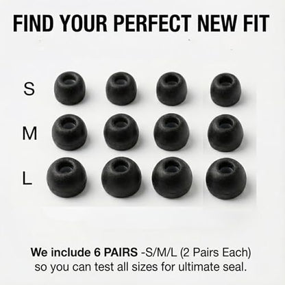 Replacement Memory Foam Ear Tips for Apple AirPods Pro 3 (2025 3rd Gen) - Anti-Slip Earbud Tips for Airpod Pro Ear Tip Replacement with Wax Guard (Black, S/M/L (2 Pairs Each)) - size: S / M / L (2 Pairs Each)