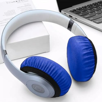 Stretchable Headphone Ear Pad Covers, 3 Pairs Washable Fabric, Universal Fit for Over the Ear Headphones, Noise Cancelling Headsets, Gaming, Workouts Protect from Sweat & Peeling (Blue, 3.54“-4.33”) - color: Blue