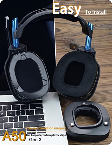 Defean Mod Kit Velour Ear Pads for Astro A50 Gen 3 Headset | Replacement Earpads and Headband for Astro A50 Gen3,Upgrade High-Density Noise Cancelling Foam, Added Thickness - color: Black Velour