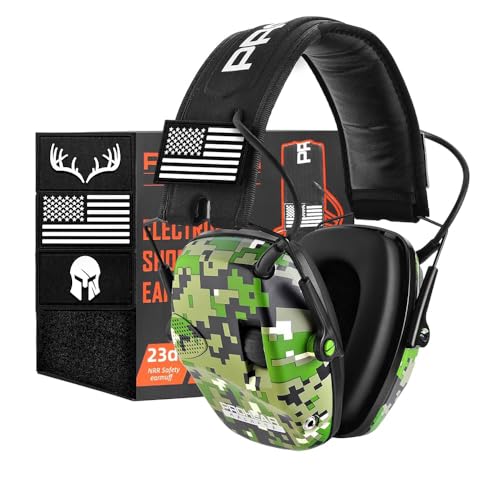 PROHEAR Electronic Ear Protection for Shooting with 4X Sound Amplification, Gun Range Hearing Protection Muffs, NRR 23dB Noise Reduction Headphones for Hunting, Camo - style: Electronic-camo