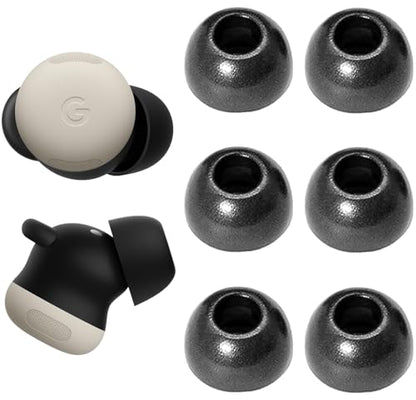 A-Focus for Pixel Buds Pro 2 Memory Foam Ear Tips Replacement Comfortable No Silicone Pain Fit in Case Eartips Cover Compatible with New Google Pixel Buds 2 Pro Black L 3 Pairs - size: L