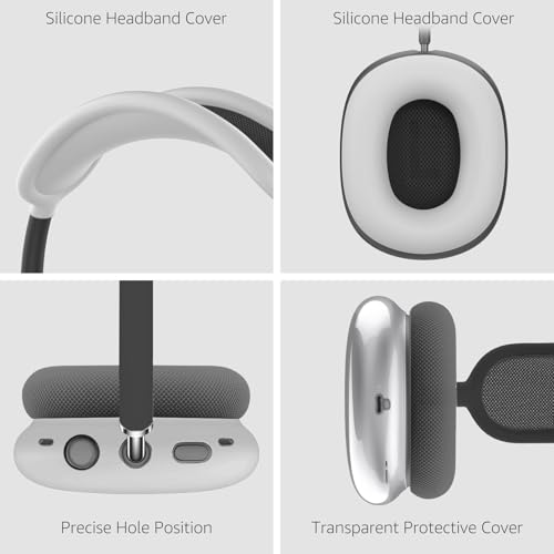 Silicone Case Cover for AirPods Max, Clear Soft TPU Ear Cups Cover, Grey - color: B7-Gray