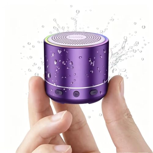 Small Speaker,2026 Brief Design Portable Bluetooth Speaker with Loud Stereo Sound and Robust Bass, Mini Speaker Easy to Carry, IPX7 Waterproof Speaker for Shower, Room Purple - color: Purple