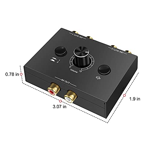R/L Stereo Audio Switch Audio Switcher AB Switcher Passive Speaker Manual Selector Splitter Box Audio Sharing