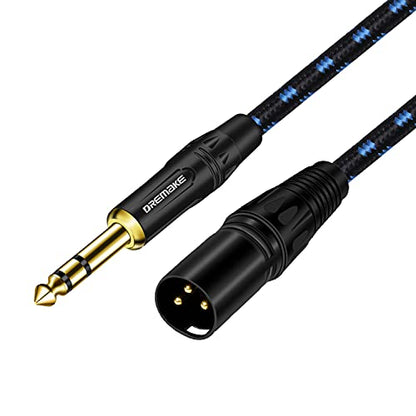 50FT XLR to 1/4 Inch TRS Mic Audio Cable, XLR 3 Pin Male to Quarter Inch 6.35mm/6.5mm TRS Male Balanced Interconnect Patch Cord for Electric Drum, Saxophone, Effect Pedal, AMP, Power Amplifier - size: 50FT