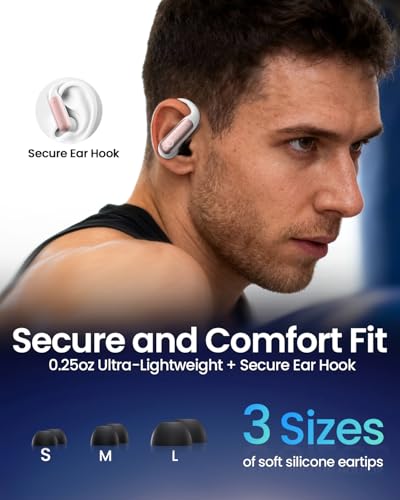 LEEMC Wireless Earbuds, Bluetooth Headphones 6.0, Ear Buds with Touch Screen, ANC ENC Noise Cancelling, 40H Bass Stereo Sound Over-Ear Earphones for iOS, Android, Sports,Workout, Rosegold