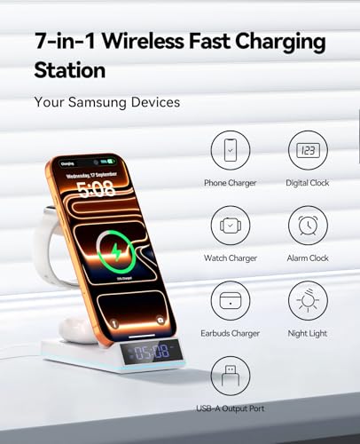 Wireless Charging Station, 7 in 1 Wireless Charger Foldable Charger Stand