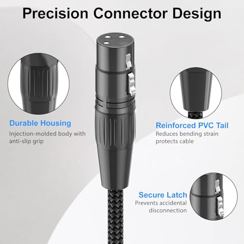 HOSONGIN Right Angle XLR Cable, Adjustable-Angle Male to Straight Female 1FT, 90 Degree Mic Cord for Mixer, Studio, Podcast - 2 Pack