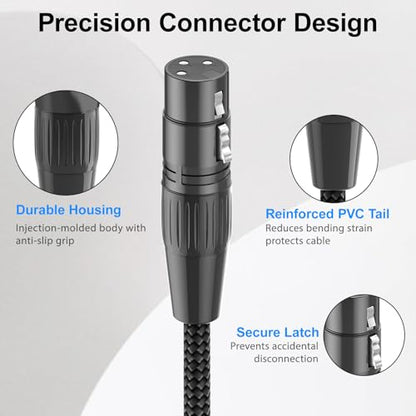 HOSONGIN Right Angle XLR Cable, Adjustable-Angle Male to Straight Female 1FT, 90 Degree Mic Cord for Mixer, Studio, Podcast - 2 Pack