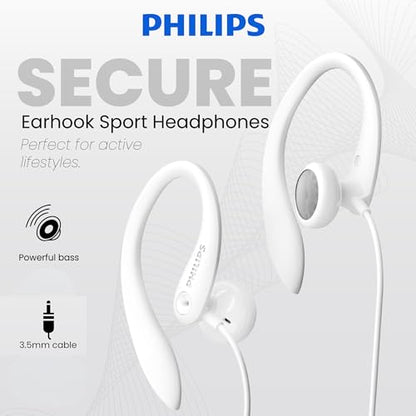 PHILIPS SHS3200WT Flexible Earhook Headphones, White - color: White, style: 3.5MM NO-MIC