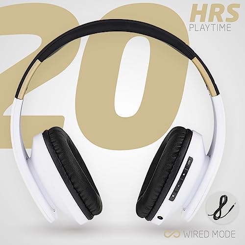 PowerLocus Bluetooth Over-Ear Headphones, Wireless Stereo Foldable Headphones Wireless and Wired Headsets with Built-in Mic, Micro SD/TF, FM for iPhone/Samsung/iPad/PC (Black/White) - color: Black/White
