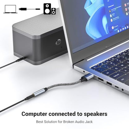 USB to 3.5mm Jack Audio Adapter,USB to Audio Aux Cable for PS4/PS5 | External Stereo Sound Card,USB A to 3.5mm TRRS Female Headset for PS4/PS5/Headphone/Mac/Linux/Laptop/Desktops/Docking Station - size: 1Pack 4 inch