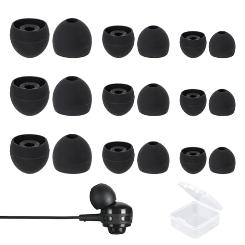 BlingKingdom 9 Pairs Replacement Earbuds Silicone Earbud Tips Earbuds Cap, Earbud Cushions for Most in-Ear Earbuds, 3 Different Size (S/M/L)