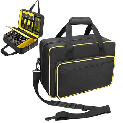 Audio Mixer Case 0.4 Inch Padded DJ Mixer Bag Travel Padded Case for Audio Mixers, DJ Controllers & Equipment Compatible with RODECaster Pro,RODECaster Pro II,TC-Helicon GoXLR (16.5''Lx12.2''Wx7.5''H) - color: Mixer Bag(Black&Yellow)
