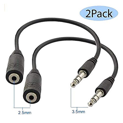 Seadream 2Pack 6 inch 3-Pole 3.5mm Male to 2.5mm Female Headset Audio Adapter Cable Extender Stereo Jack