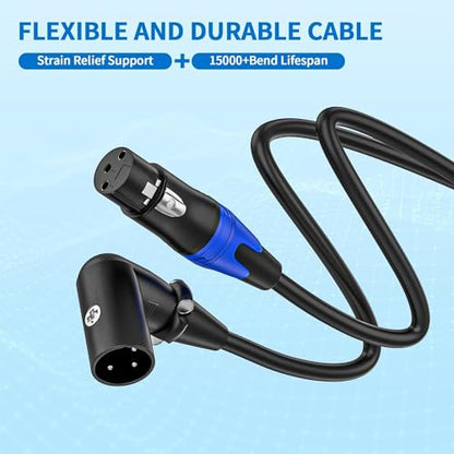 (20FT / 2 Pack) XLR Right-Angle Male to Straight Female Microphone Extension Cable, for Powered Speakers,Audio Interface or Mixer for Live Performance & Recording - style: XLR Right-Angle Male-20FT