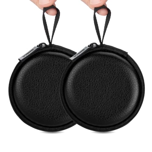 Ginsco Mini-Portable Hard Shell Earbuds Case for Apple EarPods Headphones USB-C Wired Ear Buds/Skullcandy Jib Wired Earbuds, Travel Case for Earphones Earplugs (2, Luxe Black) - color: Luxe Black