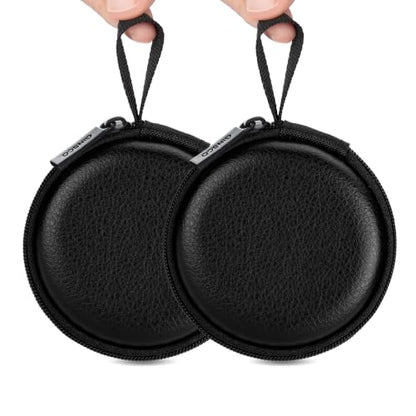 Ginsco Mini-Portable Hard Shell Earbuds Case for Apple EarPods Headphones USB-C Wired Ear Buds/Skullcandy Jib Wired Earbuds, Travel Case for Earphones Earplugs (2, Luxe Black) - color: Luxe Black