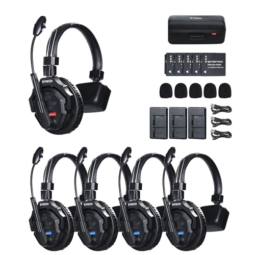 SYNCO XTalk X5 Wireless Headset with Microphone Intercom System 2.4GHz Full Duplex Communication Headset 400M with Noise Cancellation for Movie Shoot Live Show Stage Performance