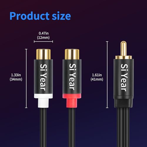 RCA Splitter 1Male 2 Female 2Pack, Phono RCA Male to Dual Female Gold Plated Adapter, Stereo Audio Y Splitter Cable (20cm/2pcs) - color: RCAM-2RCAF-2PCS
