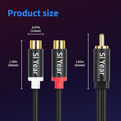 RCA Splitter 1Male 2 Female 2Pack, Phono RCA Male to Dual Female Gold Plated Adapter, Stereo Audio Y Splitter Cable (20cm/2pcs) - color: RCAM-2RCAF-2PCS