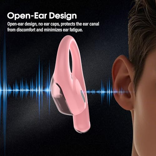 Open Ear Headphones Bluetooth 6.0 Immersive Stereo, 2026 Wireless Sports Earbuds with Wide Area Tap, 45Hrs Lightweight Comfort Ear Buds with ENC Mic, IPX7 Waterproof Earphones for Gym/Running Rose - color: Rose