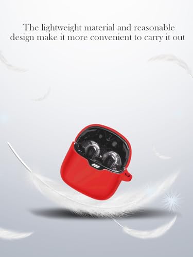 Case for JBL Tune Flex - True Wireless Noise Cancelling Earbuds,Soft Protective,BOVUGAC Silicone Case Cover with Keychain & Cleaning Kit & Lanyard for JBL Tune Flex Earbuds-Red - color: Red