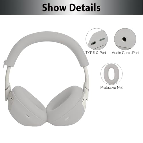 Adhiper 3-in-1 Silicone Sweat Case Cover for Sony WH-1000XM6 Headphones, XM6 Covers Accessories Silicone Ear Pads Covers & Headband Cover & Ear Cup Protector, Washable & Sweatproof - Platinum Sliver - color: Platinum Sliver