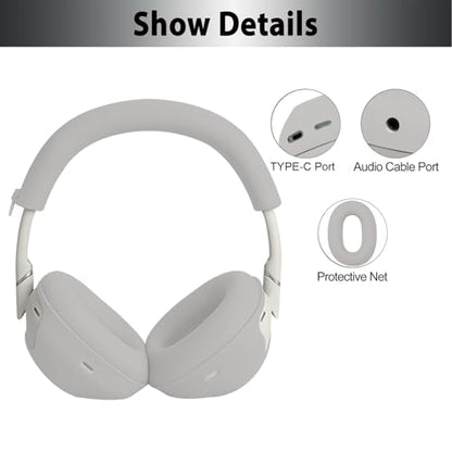Adhiper 3-in-1 Silicone Sweat Case Cover for Sony WH-1000XM6 Headphones, XM6 Covers Accessories Silicone Ear Pads Covers & Headband Cover & Ear Cup Protector, Washable & Sweatproof - Platinum Sliver - color: Platinum Sliver