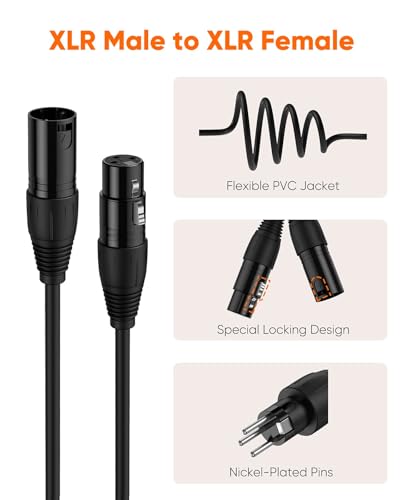 CableCreation 3Pin XLR Male to Female Balanced Microphone Extension Cable - size: 30 Feet, style: 【2 Pack】