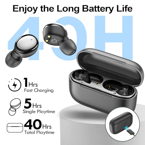 kurdene Wireless Earbuds Bluetooth 5.4, Lightweight in-Ear Headphones with Deep Bass,40 Hours Playtime Headset, Built-in Mics for Clear Calls, Sports Workout Ear Buds Black - color: Black