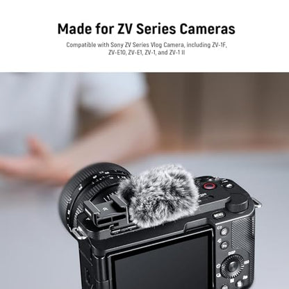 NEEWER Cold Shoe Wind Muff for ZV Series Vlog Cameras, CA133, Black | Microphone Furry Windscreen, with Cold Shoe Mount Adapter, Accessory Compatible with Sony ZV1F ZVE10 ZV1 ZVE1 ZV1 II - style: CA133 Black