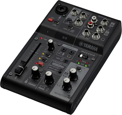 Yamaha AG03MK2 Black Live Streaming Kit with mixer/USB interface, condenser microphone, headphones and mic cable - color: Black, style: Live Stream Pack