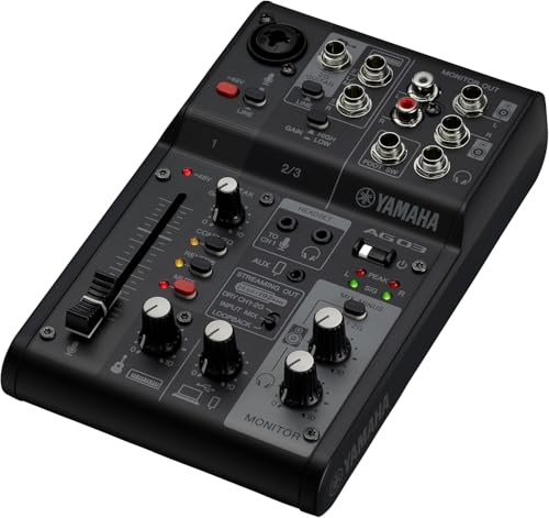 Yamaha AG03MK2 Black Live Streaming Kit with mixer/USB interface, condenser microphone, headphones and mic cable - color: Black, style: Live Stream Pack