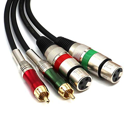 Dual XLR Female to RCA Cable,2 XLR to 2 RCA Male Phono Plug HiFi Audio Cable for Amplifier Mixer Microphone Patch Cable (5FT/1.5M) - color: 1.5m(2 XLRF-2 RCAM)