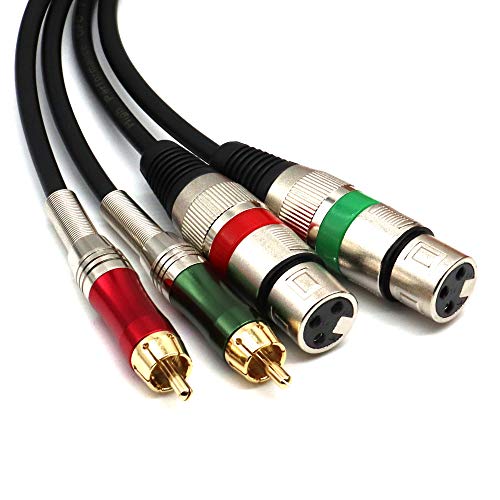 Dual XLR Female to RCA Cable,2 XLR to 2 RCA Male Phono Plug HiFi Audio Cable for Amplifier Mixer Microphone Patch Cable (10FT/3M) - color: 3m(2 XLRF-2 RCAM)