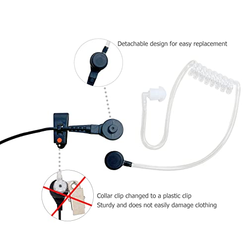 SHON Walkie Talkie Ear Pieces with Mic - 2PIN Acoustic Tube Earpiece for Crystal Clear Sound, Two-Way Radio Compatible with Kenwood Baofeng and Retevis,Police Law Enforcement (10 Sets/Black) - size: L/10 Set